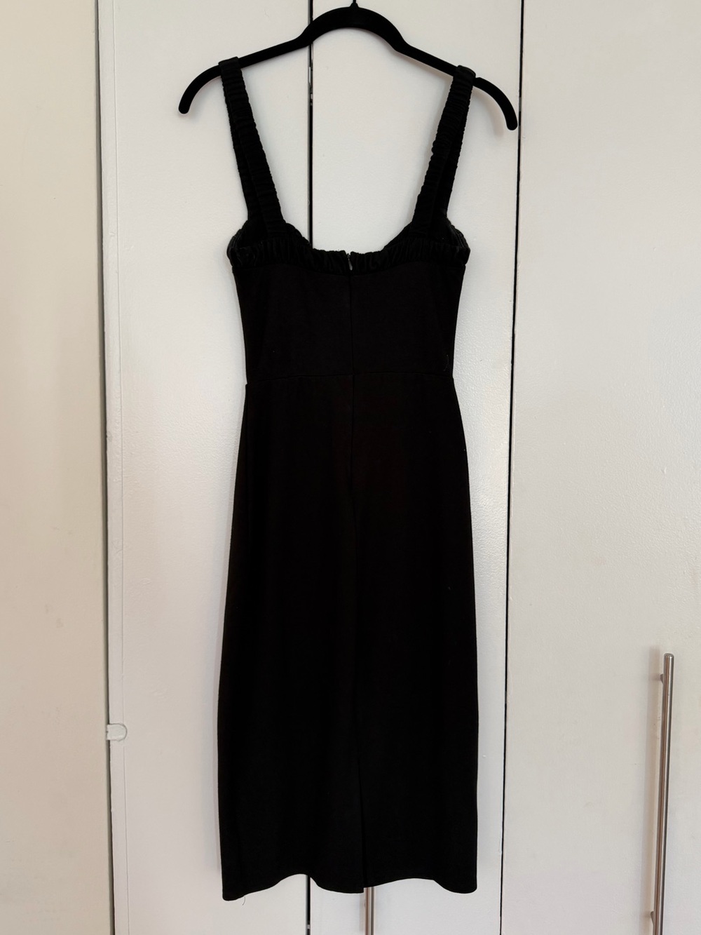 Reformation Black Midi Dress Ruched Straps